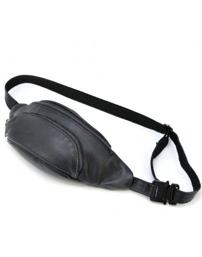 Фотография Кожаная черная сумка мужская на пояс Tarwa FA-30351-3md