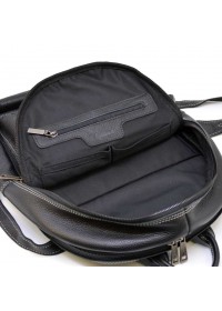 Кожаный черный рюкзак с белой ниткой TARWA FAw-7273-3md