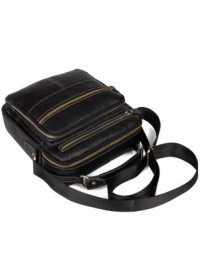 Чёрная удобная мужская кожаная сумка fr0601