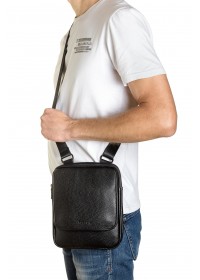 Мужская черная кожаная сумка на плечо FZ-012-3