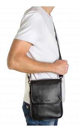 Кожаная мужская черная сумка на плечо FZ-015-3