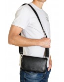 Фотография Черный вместительный мужской клатч - удобная сумка на поечо  FZ-215
