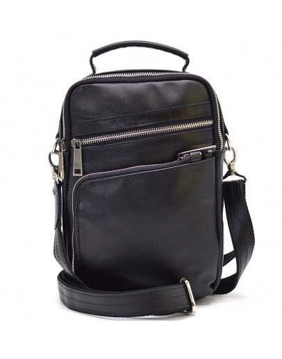 Фотография Кожаная черная мужская сумка на плечо с ручкой Tarwa GA-0120-4lx