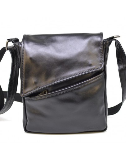 Фотография Мужская черная кожаная сумка на плечо Tarwa GA-1302-3md