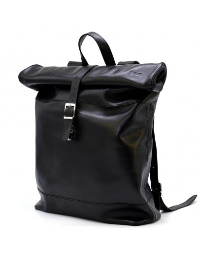 Фотография Кожаный черный вместительный рюкзак системы ролл-апп Tarwa GA-3463-4lx