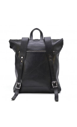Кожаный черный вместительный рюкзак системы ролл-апп Tarwa GA-3463-4lx