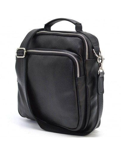 Фотография Мужская кожаная сумка на плечо - черная барсетка Tarwa GA-6018-4lx