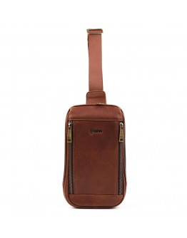 Кожаный светло-коричневый мужской рюкзак - слинг на одно плечо Tarwa GB-1536-4lx
