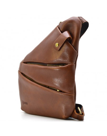 Фотография Коричневая сумка - слинг из мягкой телячьей кожи наппа Tarwa GB-6402-3md