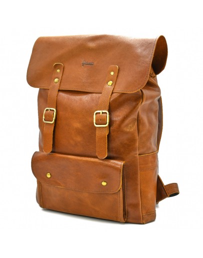 Фотография Мужской рыжий рюкзак из натуральной гладкой кожи Tarwa GB-9001-4lx