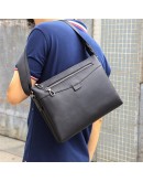 Фотография Кожаная черная мужская сумка через плечо JD1068A