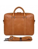 Фотография Вместительный стильный кожаный коричневый портфель 77348b