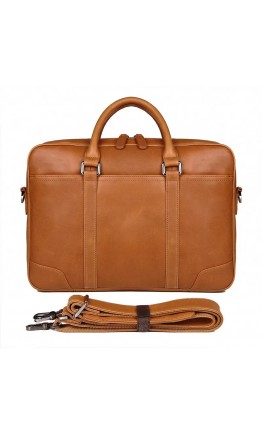 Вместительный стильный кожаный коричневый портфель 77348b