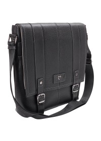 Большая черная кожаная сумка на плечо формата А4 GIORGIO FERRETTI GF1458-1ABLACK