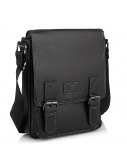 Черная кожаная мужская сумка на плечо с клапаном GIORGIO FERRETTI GF1820DBLACK