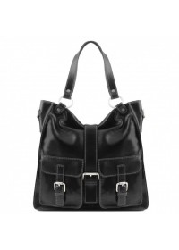Черная женская кожаная вместительная сумка Tuscany Leather MELISSA TL140928 black