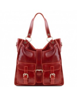 Красная женская кожаная вместительная сумка Tuscany Leather MELISSA TL140928 red