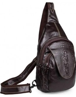 Кожаный коричневый рюкзак с тиснением 77301q