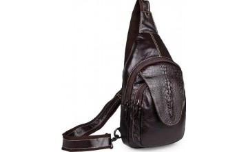 Кожаный коричневый рюкзак с тиснением 77301q