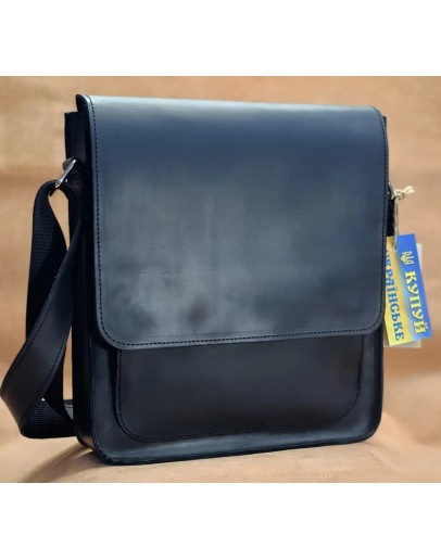 Фотография Вместительная мужская черная сумка из кожи 78008-SGE