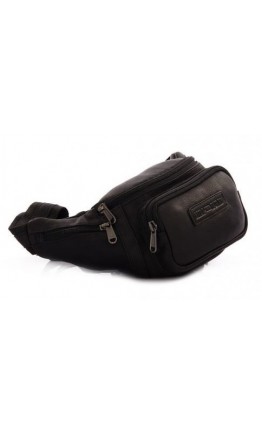 Кожаная мужская черная сумка на пояс Hill Burry HB10032/3044