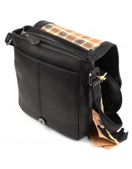 Кожаная мужская черная сумка на плечо HILL BURRY HB3057A