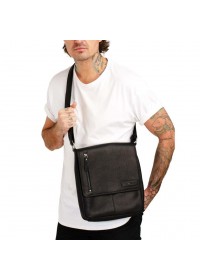 Кожаная мужская черная сумка на плечо HILL BURRY HB3069A