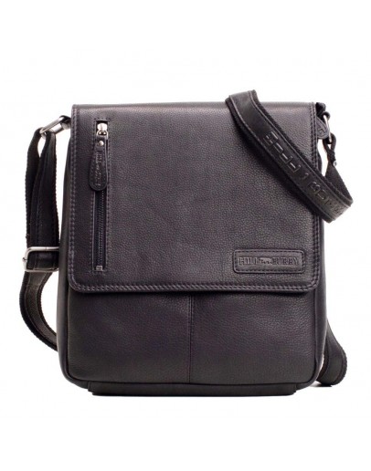 Фотография Кожаная мужская черная сумка на плечо HILL BURRY HB3069A