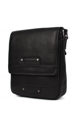 Кожаная мужская черная сумка на плечо HILL BURRY HB3102A