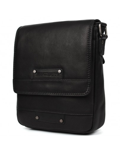Фотография Кожаная мужская черная сумка на плечо HILL BURRY HB3102A