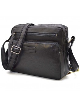 Кожаная вместительная черная сумка на плечо HILL BURRY HB3162