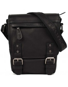 Кожаная мужская черная сумка на плечо HILL BURRY HB3183A
