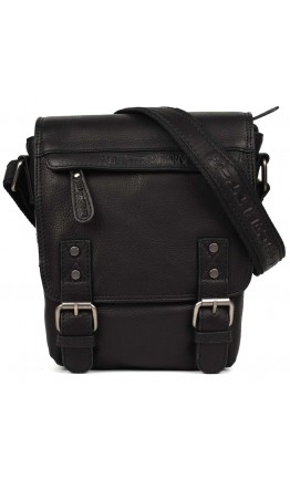 Кожаная мужская черная сумка на плечо HILL BURRY HB3183A