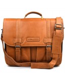 Фотография Кожаная мужская сумка - портфель рыжего цвета HILL BURRY HB3237B