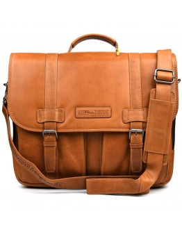 Кожаная мужская сумка - портфель рыжего цвета HILL BURRY HB3237B