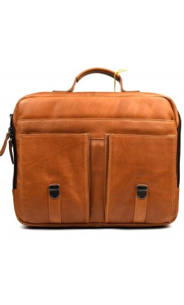 Кожаная мужская сумка - портфель рыжего цвета HILL BURRY HB3237B