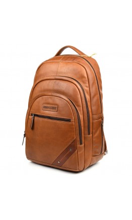 Большой кожаный мужской рюкзак рыжего цвета HILL BURRY HB4013B