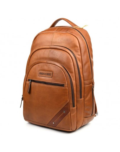 Фотография Большой кожаный мужской рюкзак рыжего цвета HILL BURRY HB4013B