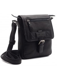 Кожаная мужская черная сумка на плечо HILL BURRY HB6163A