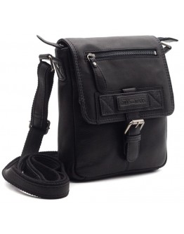 Кожаная мужская черная сумка на плечо HILL BURRY HB6163A