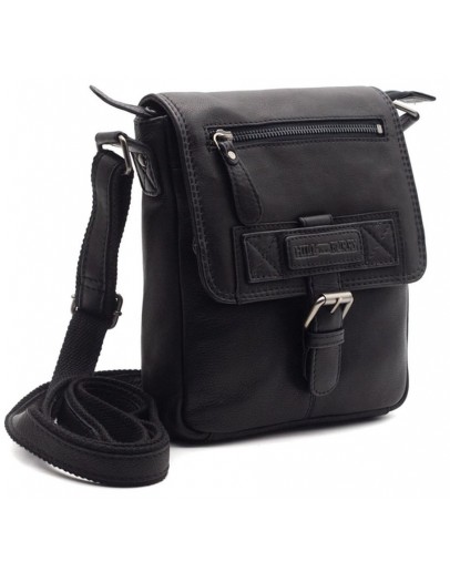 Фотография Кожаная мужская черная сумка на плечо HILL BURRY HB6163A