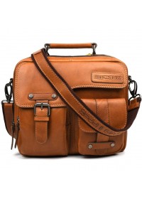 Кожаная фирменная рыжая мужская барсетка - сумка на плечо HILL BURRY HB870367B