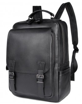 Черный кожаный мужской удобный рюкзак JD2755A