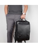 Фотография Черный кожаный мужской удобный рюкзак JD2755A