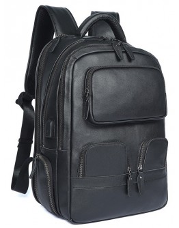 Большой черный кожаный мужской рюкзак JD2766A