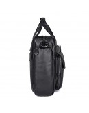 Фотография Большая черная брутальная кожаная мужская сумка 77219A