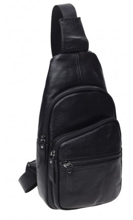 Мужской черный слинг кожаный Keizer K11037-black