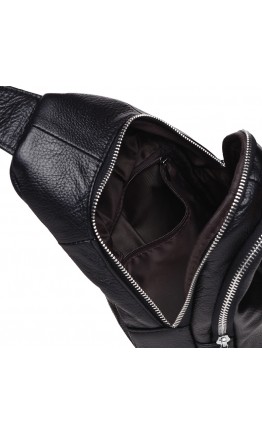 Кожаный рюкзак - слинг на плечо Keizer K1156-black