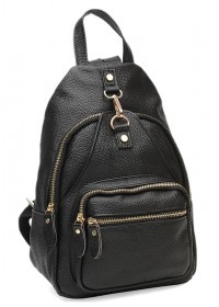 Черный кожаный женский рюкзак Borsa Leather K1162-black