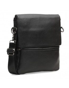 Черная сумка кожаная на плечо Borsa Leather K12056-black